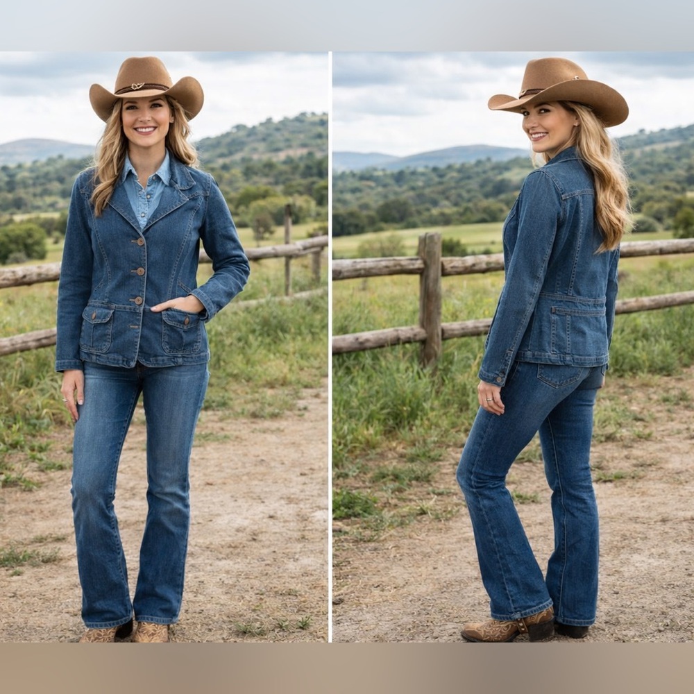 Western Denim Jacket Sz 14/16W Cowboy Chic Cottage Core
